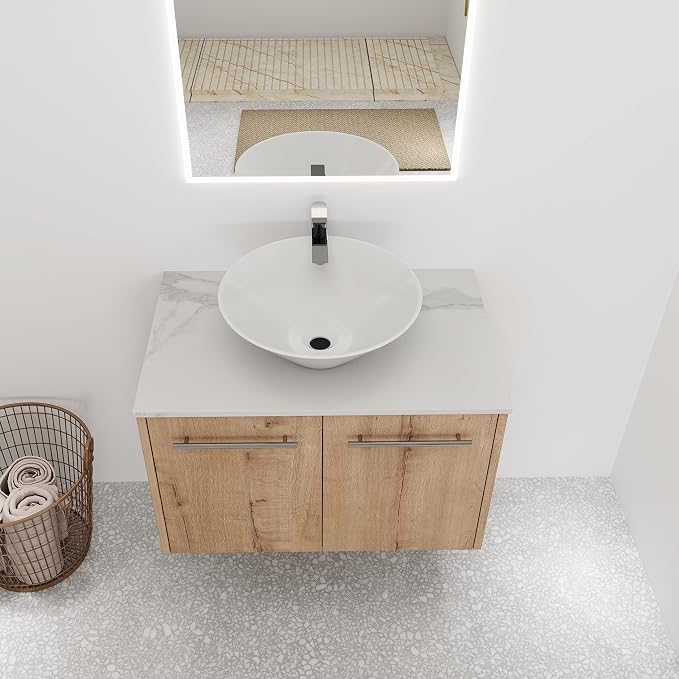 30 Inch Bathroom Vanity with Sink, Modern Wall Mount Floating Bathroom Vanity - Image 3
