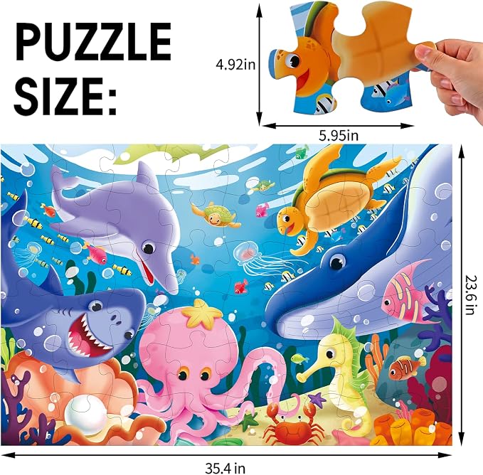 Jumbo Floor Puzzle for Kids Underwater Jigsaw Large Puzzles 48 Piece for - Image 2