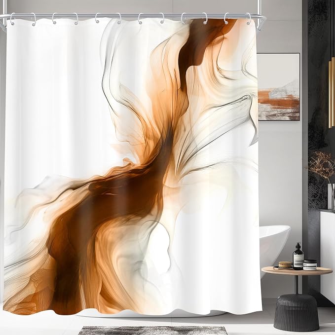 Cinbloo Burnt Orange 60Wx72H Shower Curtain Abstract Bathroom Decor by Cinbloo