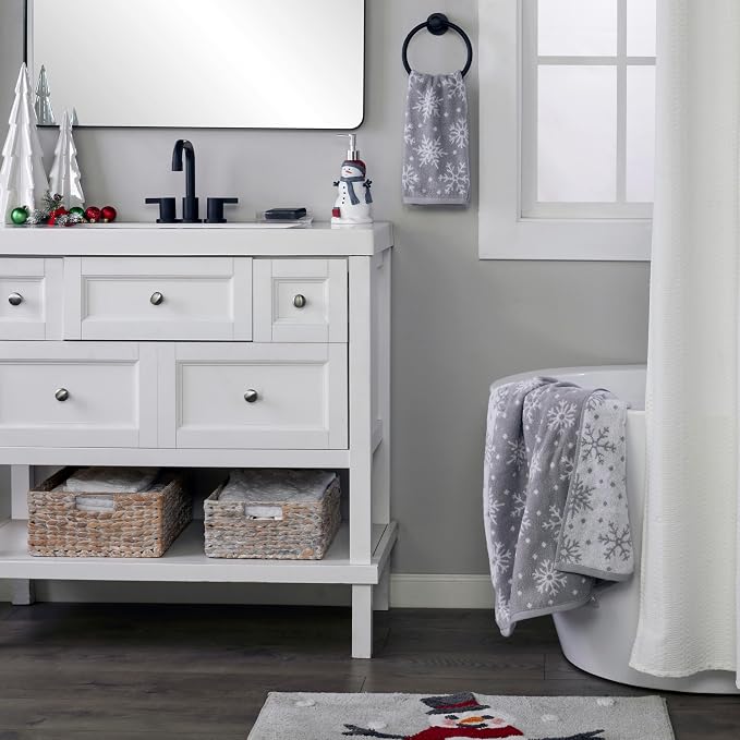 SKL Home Winter/Christmas Scattered Snowflakes Hand Towel 2pc Set - Image 4