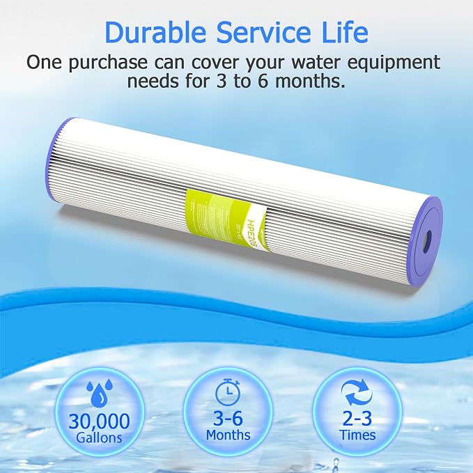 50 Micron Whole House Water Filter Cartridge, Pleated Sediment Filters - Image 6