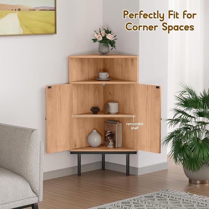 XIAO WEI 39 Inch Boho Corner Cabinet - Image 4