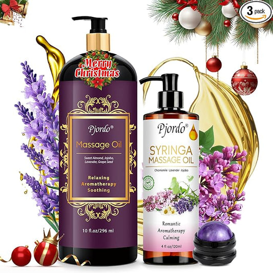 2 Pack Massage Oil for Massage Therapy, Lilac Oil, Lavender Massage Oil for Skin by Pjordo