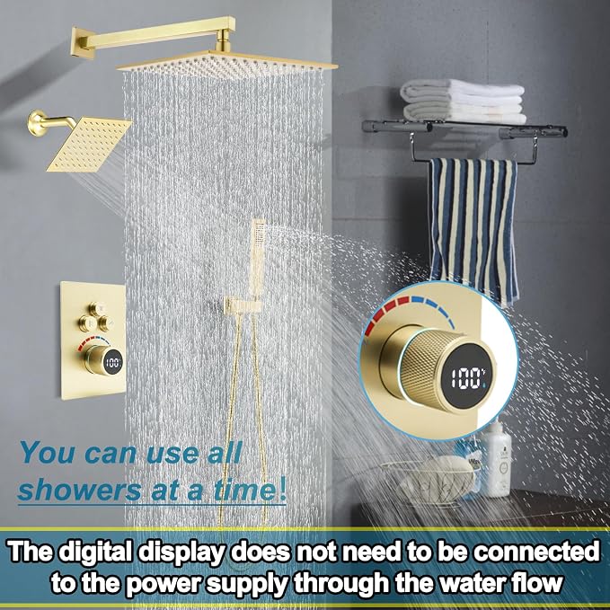 Digital Display Dual Head Shower system Rain Shower System Shower Wall Mount 10 - Image 3