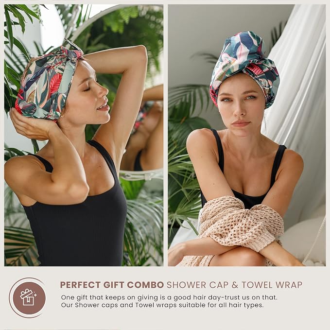Reusable Shower Cap for Women Reusable Waterproof – Leakproof, Nonslip Hair Cap - Image 4