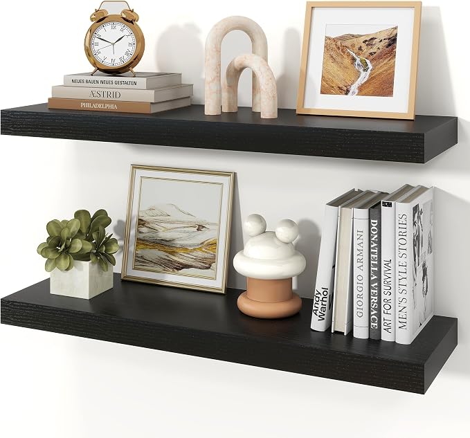 Floating Shelves for Wall, 9.3" Deep Wall Mounted Wood Shelves for Bathroom by Unknown