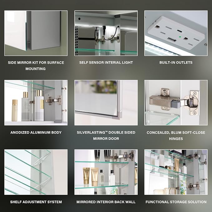 WELLFOR 30" X 30" LED Medicine Cabinet - Image 9