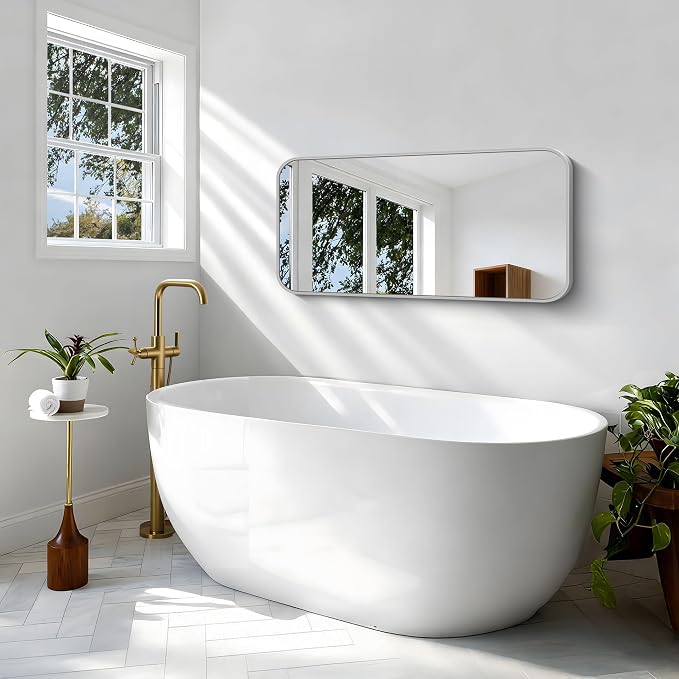 BONEWEI Silver Bathroom Mirror, 20x40 inch Wall Mirror - Image 4