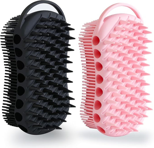 MtBoi 2PC Double-Sided Exfoliating Silicone Body Scrubber, 2-in-1 Bath Scrubber by MtBoi