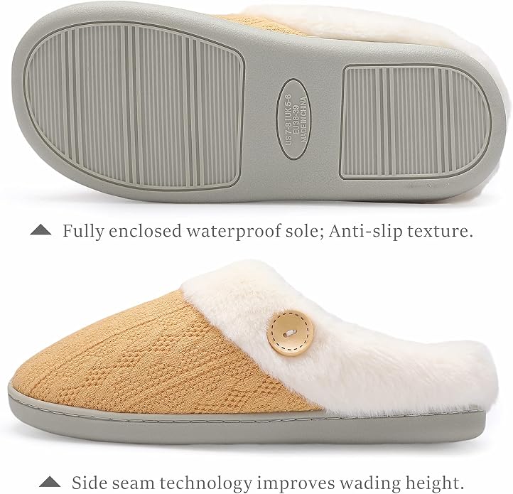 Chantomoo Womens Slipper Warm Comfy Memory Foam House Slippers Knitted Shoes - Image 2