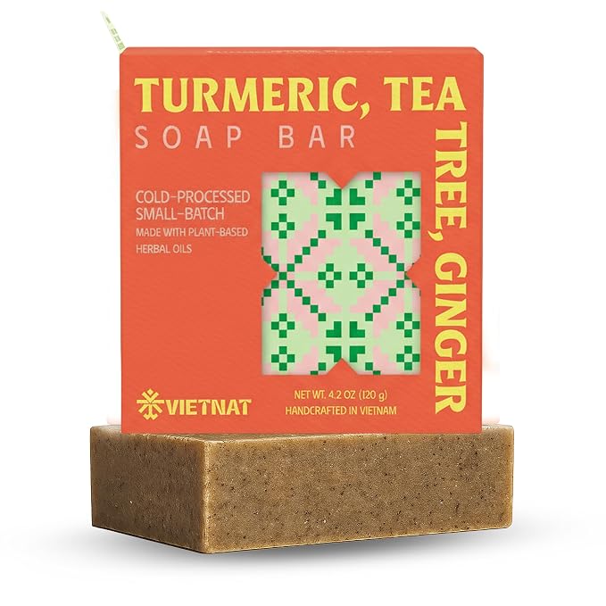 Turmeric, Tea Tree & Ginger Luxurious Natural Soap Bar | Gentle Exfoliation & by VIETNAT