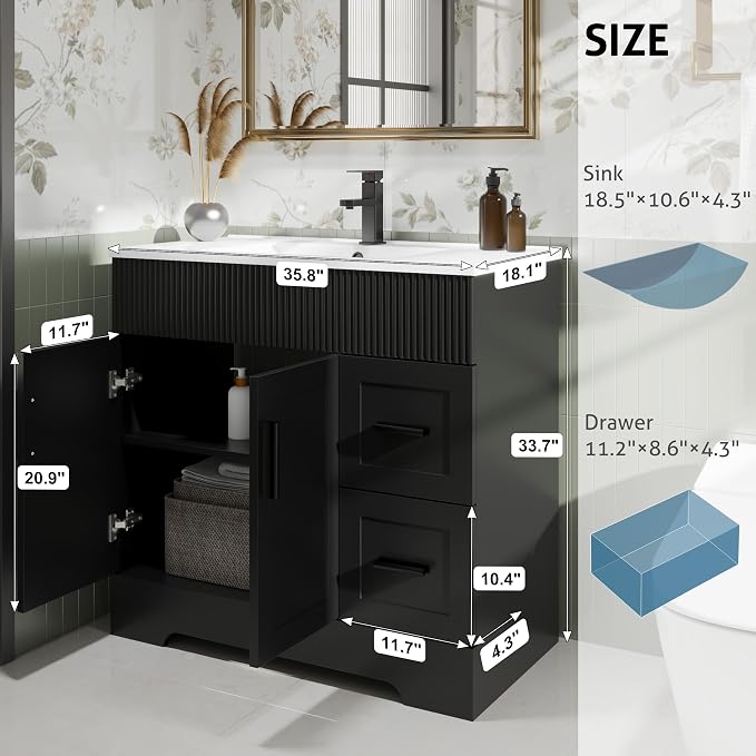 eclife 36" Bathroom Vanities Sink Combo - Image 2