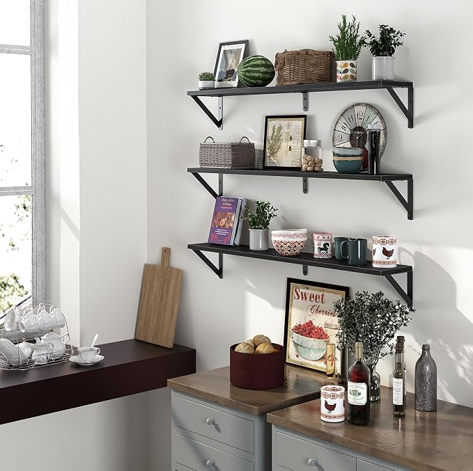Heimlove Floating Shelves for Wall, 36 Inch Long Wood Floating Bookshelf Set of - Image 7