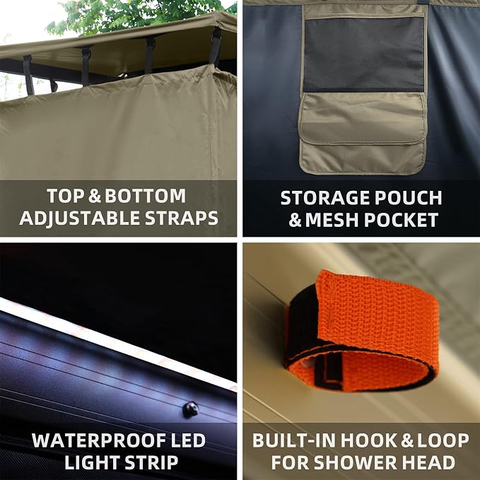 ALL-TOP Awning Shower Room w/Foldable Floor Mat, 3.3ft x 3.3ft, Privacy Shelter - Image 5