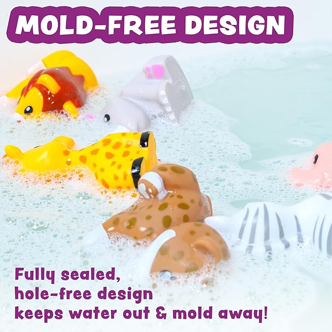 Tub Works® Savanna™ Mold Free Bath Toys, 6 Pack | Sealed, No Hole Bath Toys - Image 4