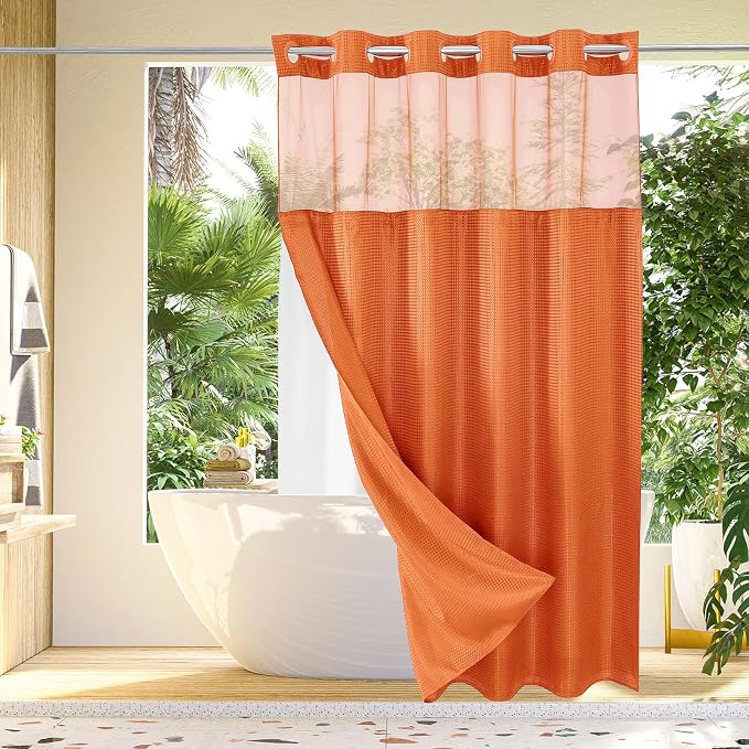 Gibelle No Hook Waffle Weave Shower Curtain by Gibelle