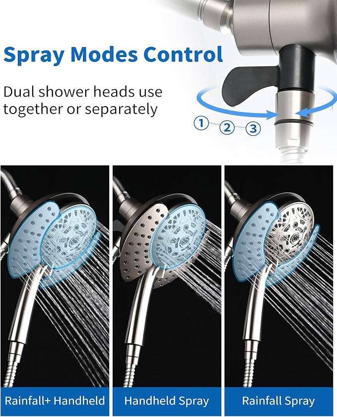 Shower Heads with Handheld Spray Combo: 7.2" Rainfall Shower Head & Handheld - Image 3