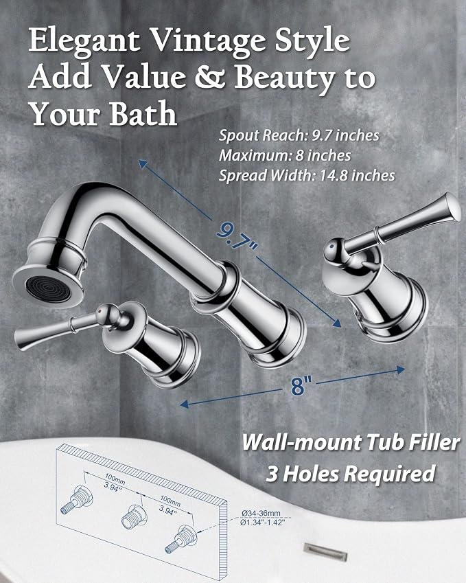 High Flow Wall Mount Tub Filler - Image 4