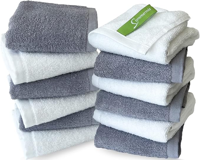 12 Pack Washcloths 13" x 13" by SUMMERMIA
