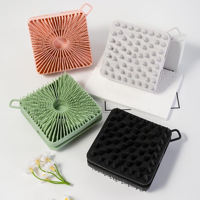2 PC Silicone Exfoliating Body Scrubber, Silicone Body Shampoo Brush, Soft - Image 8
