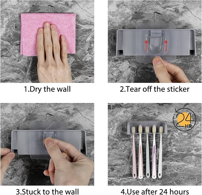 LUEXBOX 5 Slots Wall Mount Toothbrush Holder - Image 5