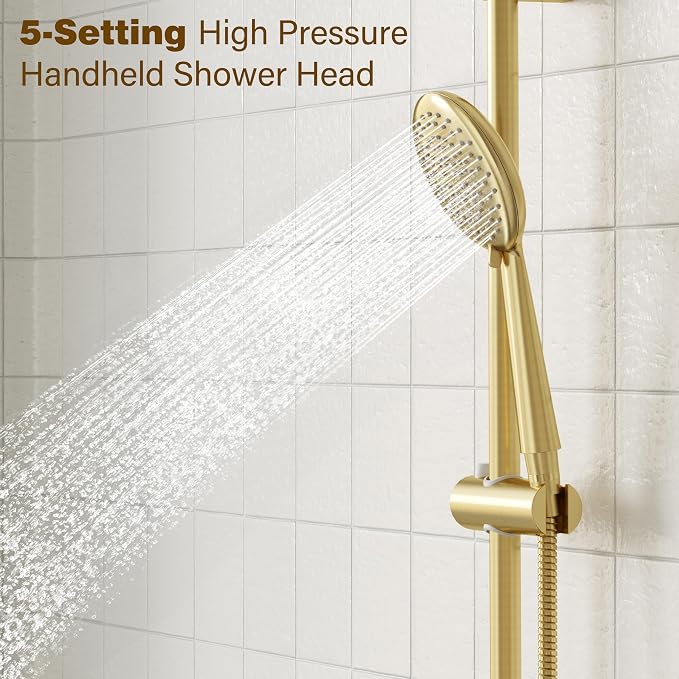 Gabrylly Shower System Gold, Slide Bar Shower Faucet Set - Image 5