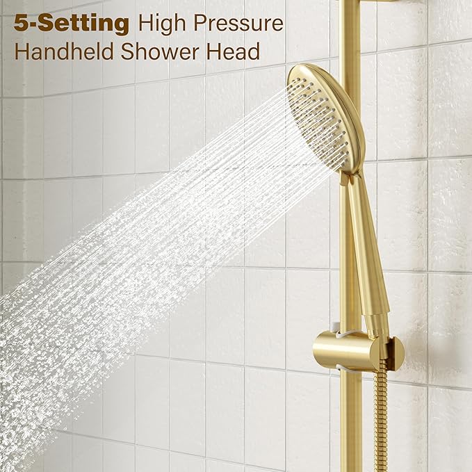Gabrylly Shower System, High Pressure 12" Rain Shower Head - Image 5