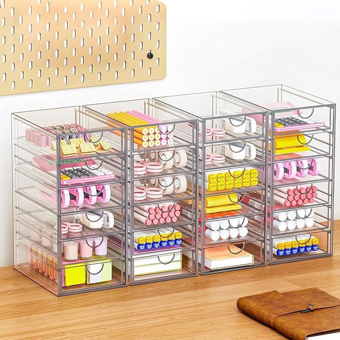 Acrylic Makeup Organizer with 19 Drawers, 4 Pack Clear Storage Drawers - Image 4