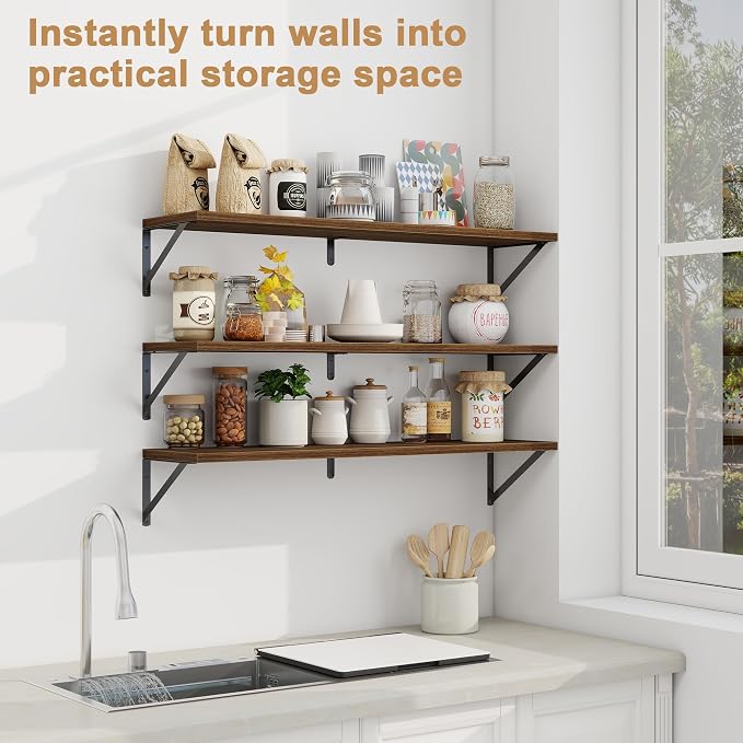 Fun Memories Long Wall Shelves for Bedroom, Rustic Wood Display Shelf for Home - Image 5
