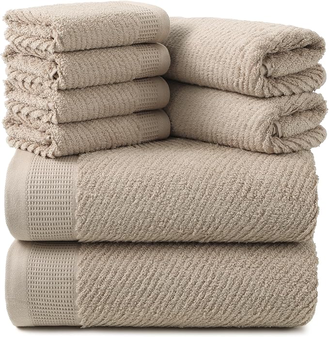 REDKISS 8-Piece Premium Towel Set, 2 Bath Towels, 2 Hand Towels, 4 Washcloths by REDKISSOnline