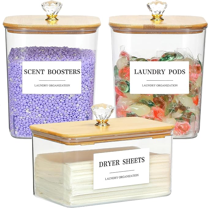 3 Pack Large Laundry Powder Container and Dryer Sheet Holder by Dounozzi