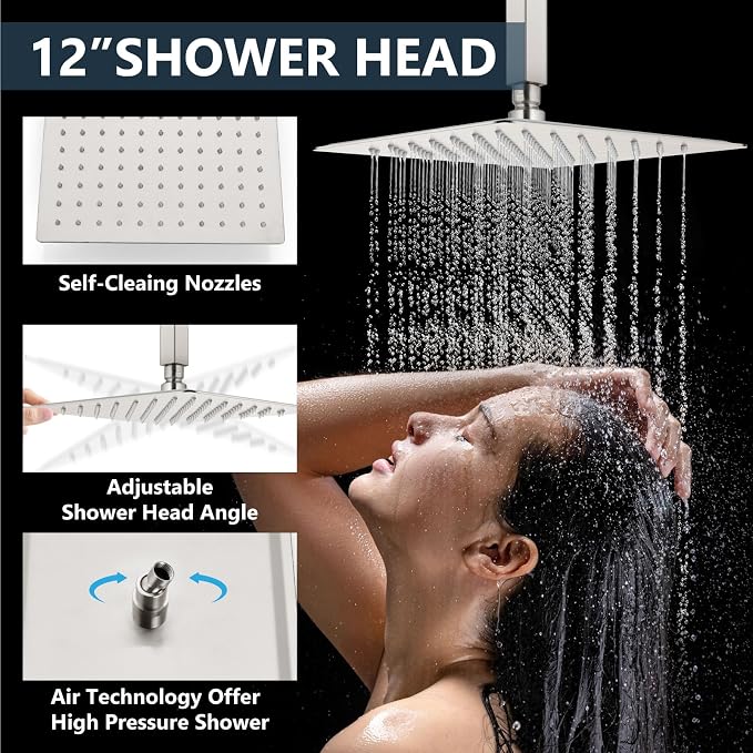 Aolemi Shower Faucet Set Ceiling Mount Shower System Rough-in Valve and Shower - Image 4