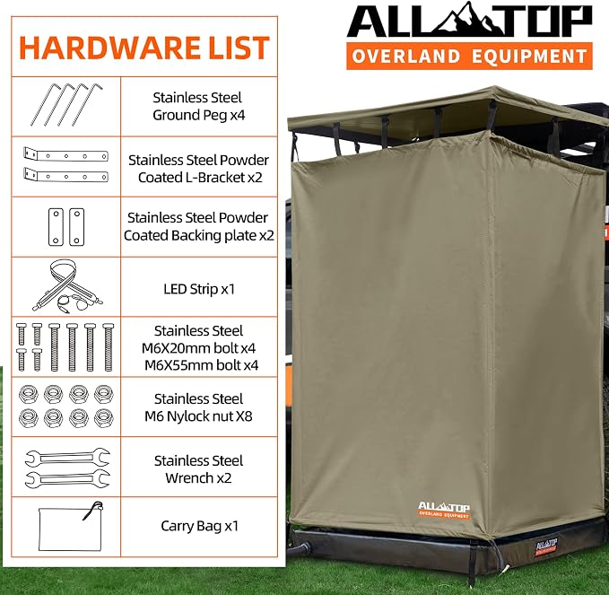 ALL-TOP Awning Shower Room w/Foldable Floor Mat, 3.3ft x 3.3ft, Privacy Shelter - Image 7