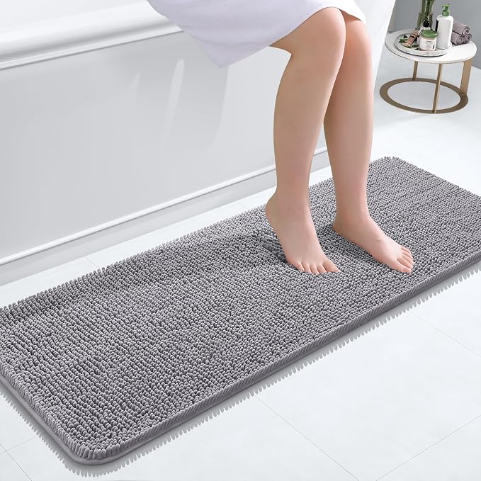OLANLY Bathroom Rugs 47x17, Extra Soft Absorbent Chenille Bath Rugs, Rubber by OLANLY