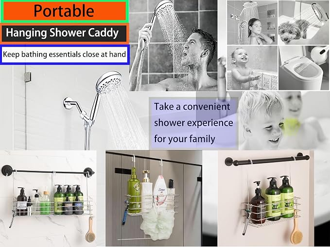 2pcs Single-Layer Hanging Shower Caddy, Rustproof Shelves Rack - Image 6