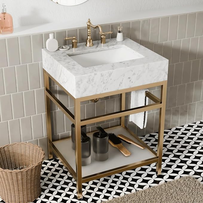 Gesipor Bathroom Carrara Marble Vanity - Image 6