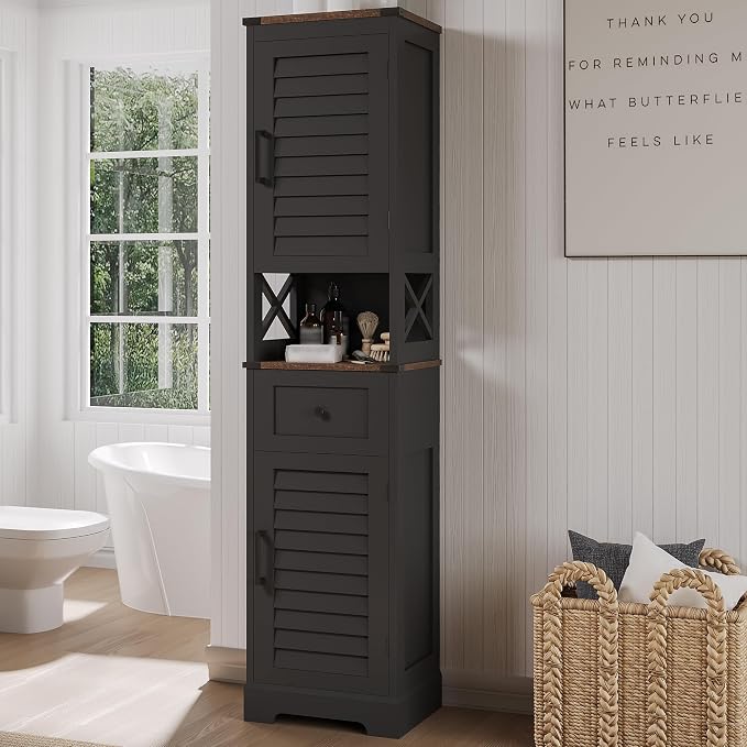 ChooChoo Farmhouse Storage Cabinet, Tall Bathroom Storage Cabinet - Image 8