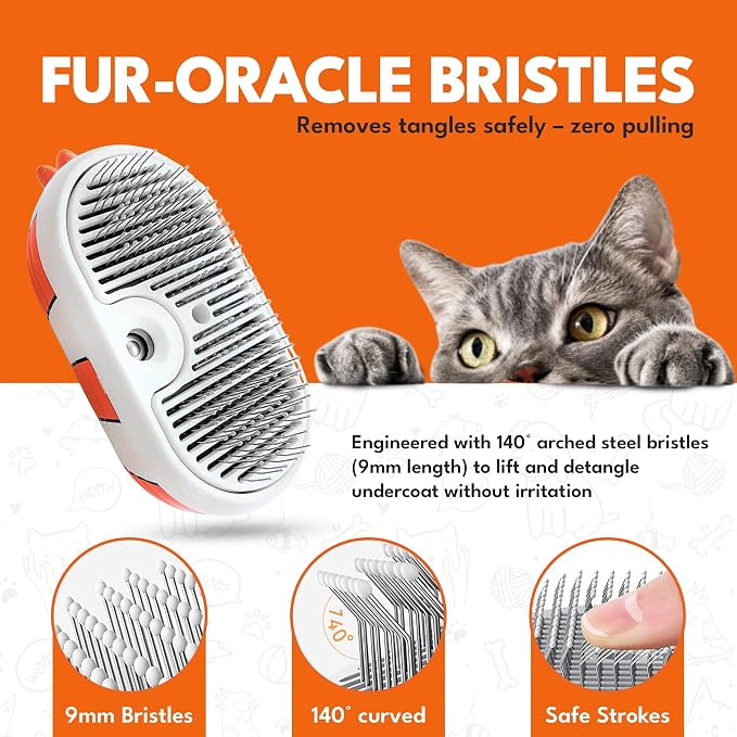 Cat Steam Brush for Shedding – 3-in-1 Grooming Tool - Image 4