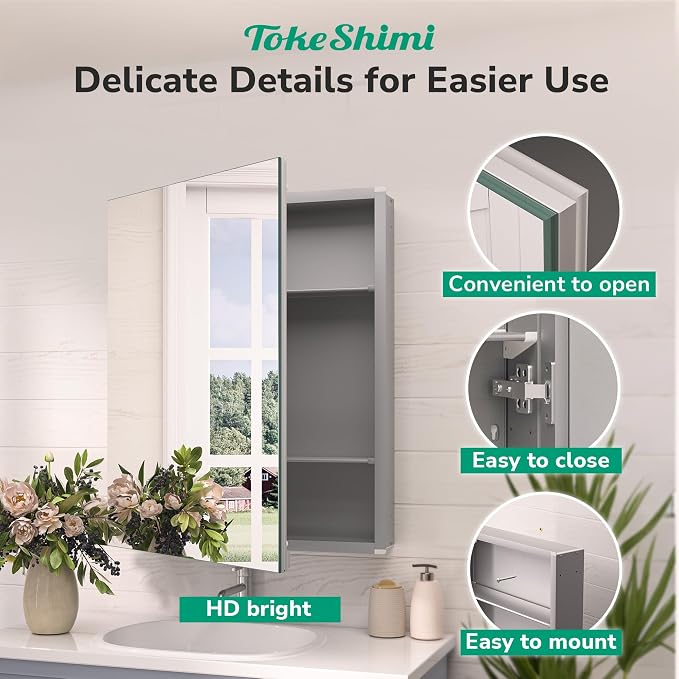 TokeShimi 36x24 Medicine Cabinet Mirror - Image 8