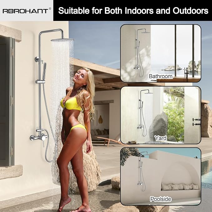 RBROHANT Outdoor Shower, Wall Mount Outdoor Shower Kit, Outside Shower Faucet - Image 8