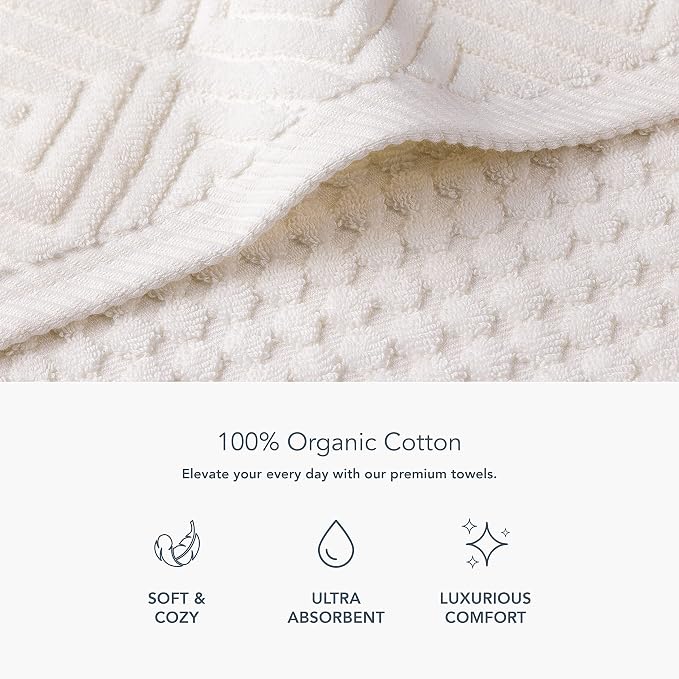 Texere 100% Organic Cotton Diamond Jacquard Luxury Bath Towel Sets - Image 2