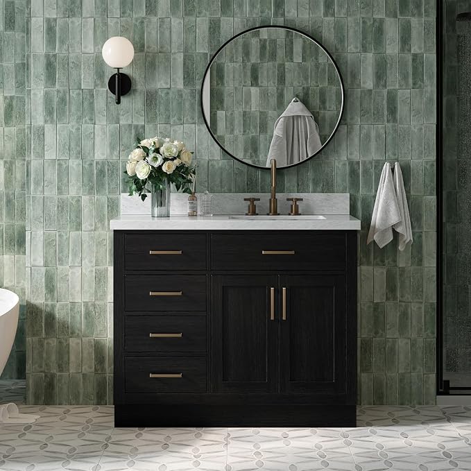 ARIEL Hepburn 43 Inch Single Rectangular Sink Bathroom Vanity by Ariel