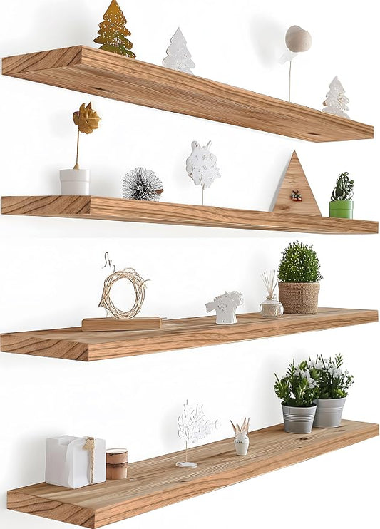 36 Inch Floating Shelves for Wall Rustic Light Wood Wall Shelves for Bedroom by Unknown