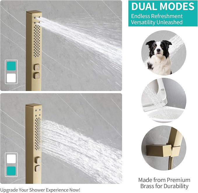Brushed Gold Rain Shower System Combo: 10" Wall-Mounted Shower Fixtures - Image 5