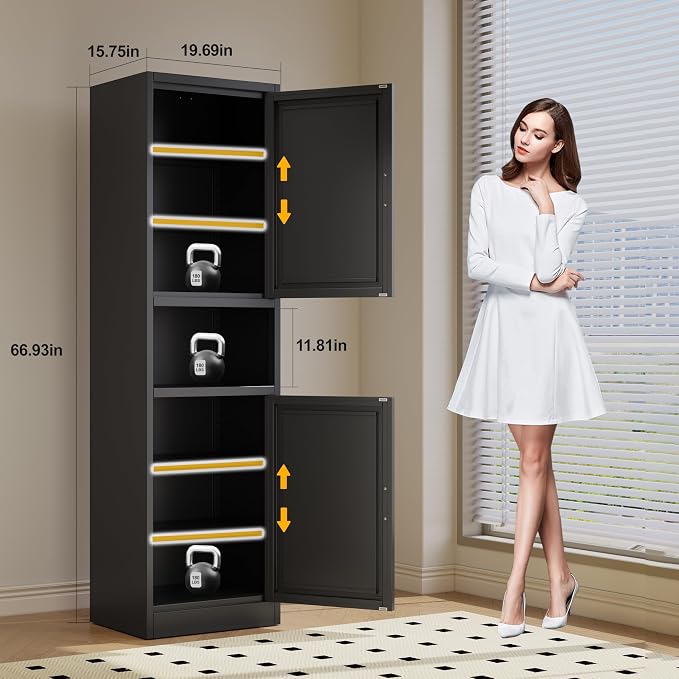 66.93" Tall Narrow Bathroom Cabinet, Steel Corner Floor Cabinet - Image 3