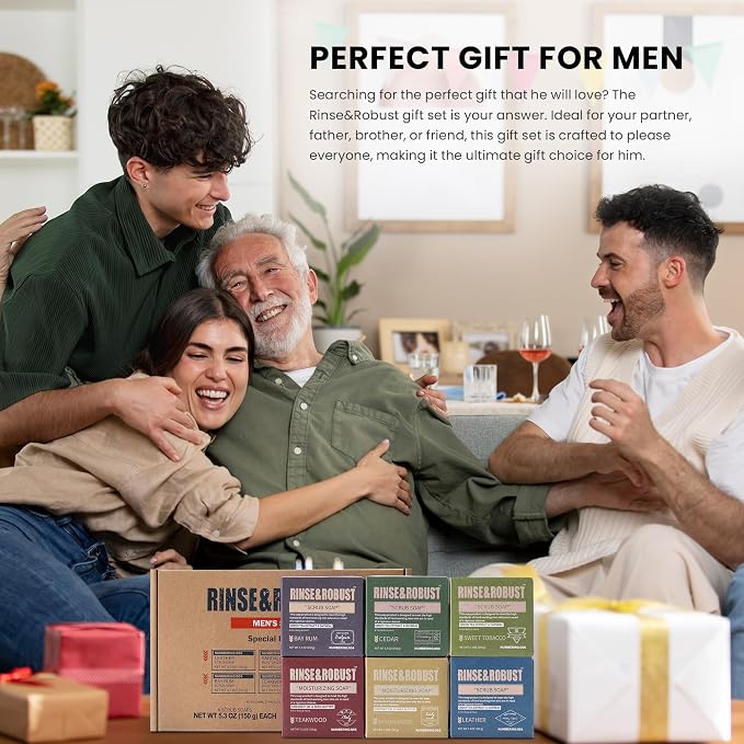 Rinse & Robust Mens Natural Bar Soap 6Pcs Handmade Cleansing - Image 6