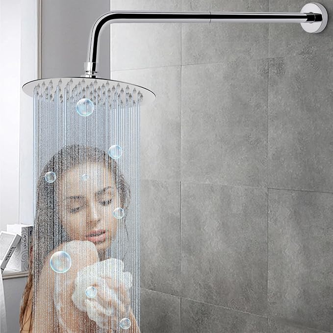HarJue Shower Arm with Flange and Teflon Tape, Wall Mounted Shower Pipe 304 - Image 6