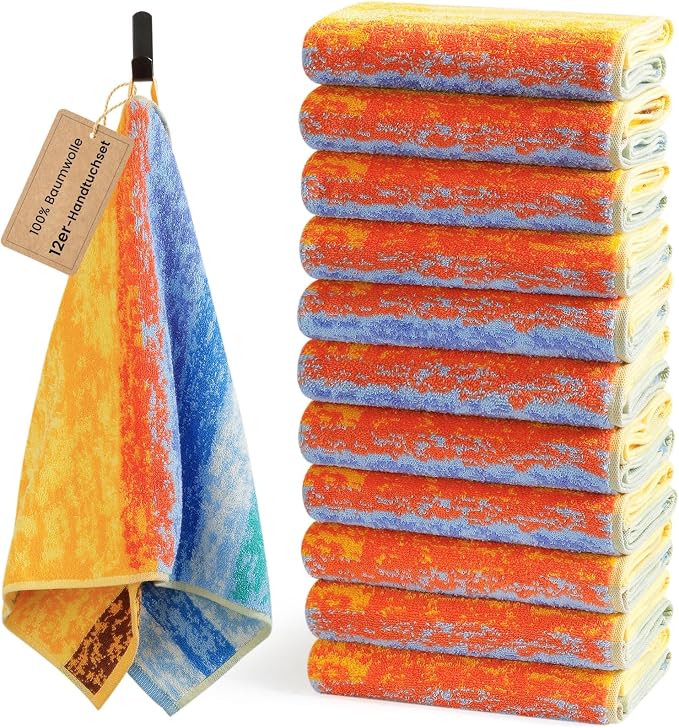 SEMAXE 12 Pack Hand Towels for Bathroom, 100% Cotton Towels by SEMAXE
