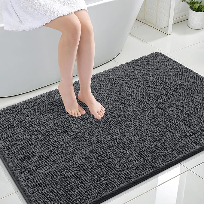 OLANLY Bathroom Rugs 44x32, Extra Soft Absorbent Chenille Bath Rugs, Rubber by OLANLY
