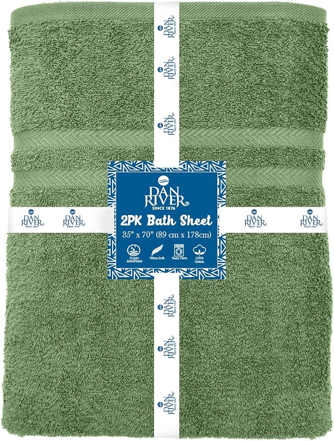 DAN RIVER 2 Pack Luxury Bath Sheets 35x70, 600 GSM, Soft & Quick Dry 100% Ring - Image 2